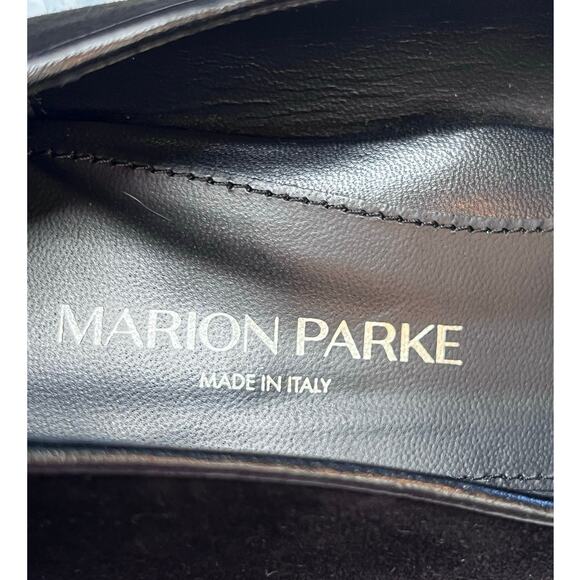 Marion Parke Women’s 37 US 7 Black Suede Slip On Loafer Dress Shoes - Picture 2 of 10